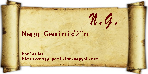 Nagy Geminián névjegykártya